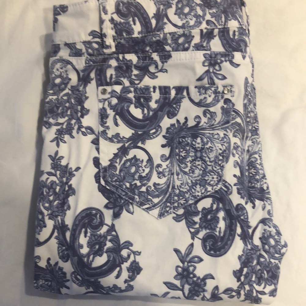 Blue and white pattern jeans - From Italy